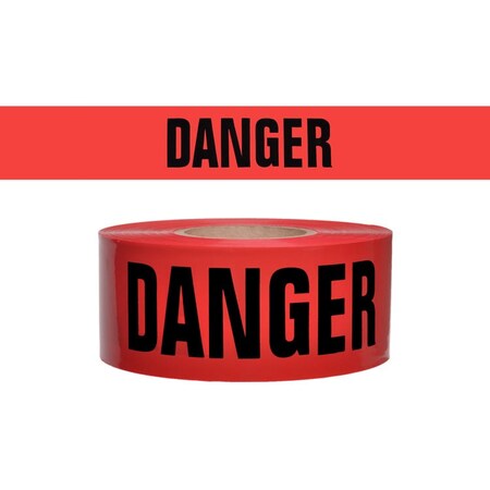Presco 2mil 3" 1000' Red Danger, tape, 8PK SB3102R21